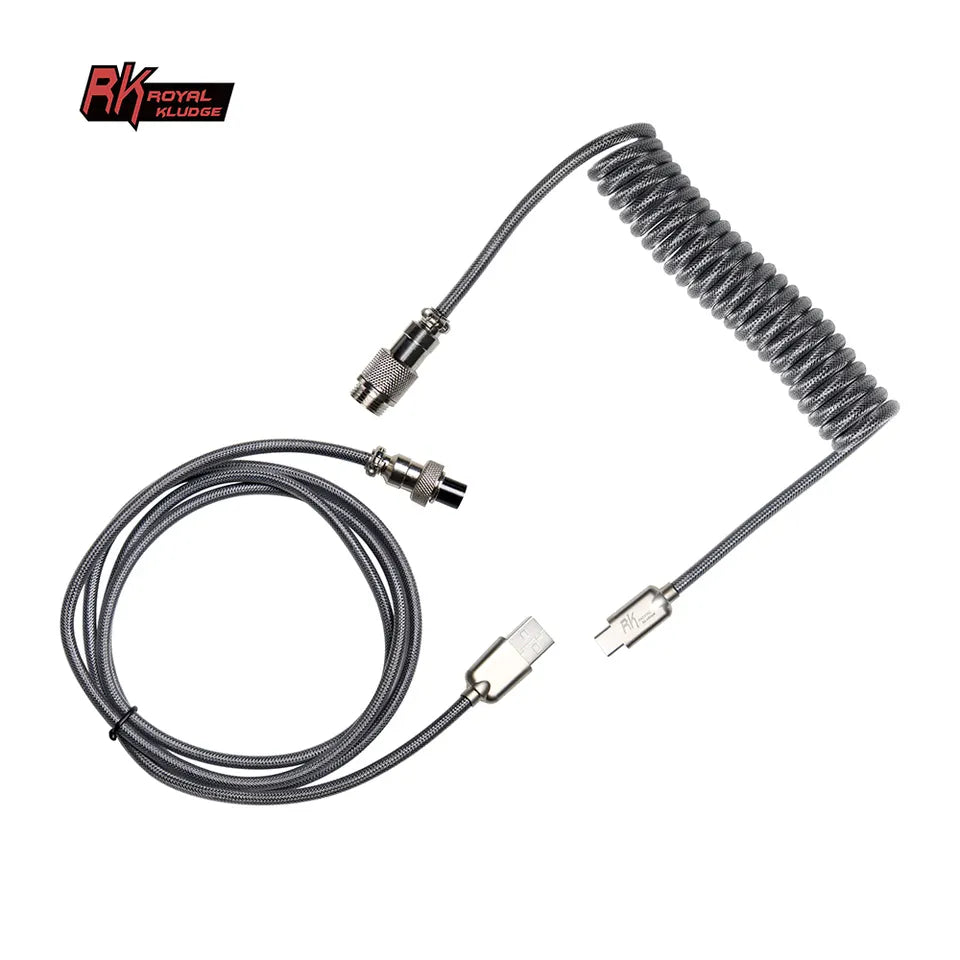 Cable Teclado Coiled Aviator Gris usbc Trensado Rk Royal Kludge