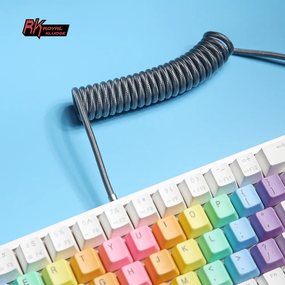 Cable Teclado Coiled Aviator Gris usbc Trensado Rk Royal Kludge