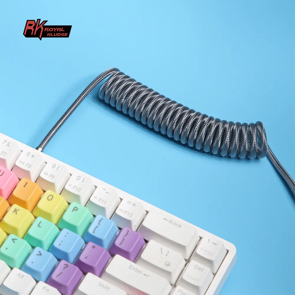 Cable Teclado Coiled Aviator Gris usbc Trensado Rk Royal Kludge