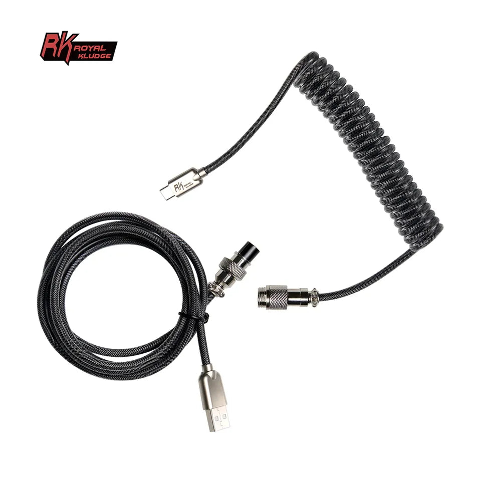 Cable Teclado Coiled Aviator Negro usbc Trensado Rk Royal Kludge