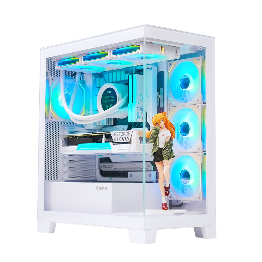 Gabinete Gamer Vidrio Templado SAMA Neview 2351 Blanco