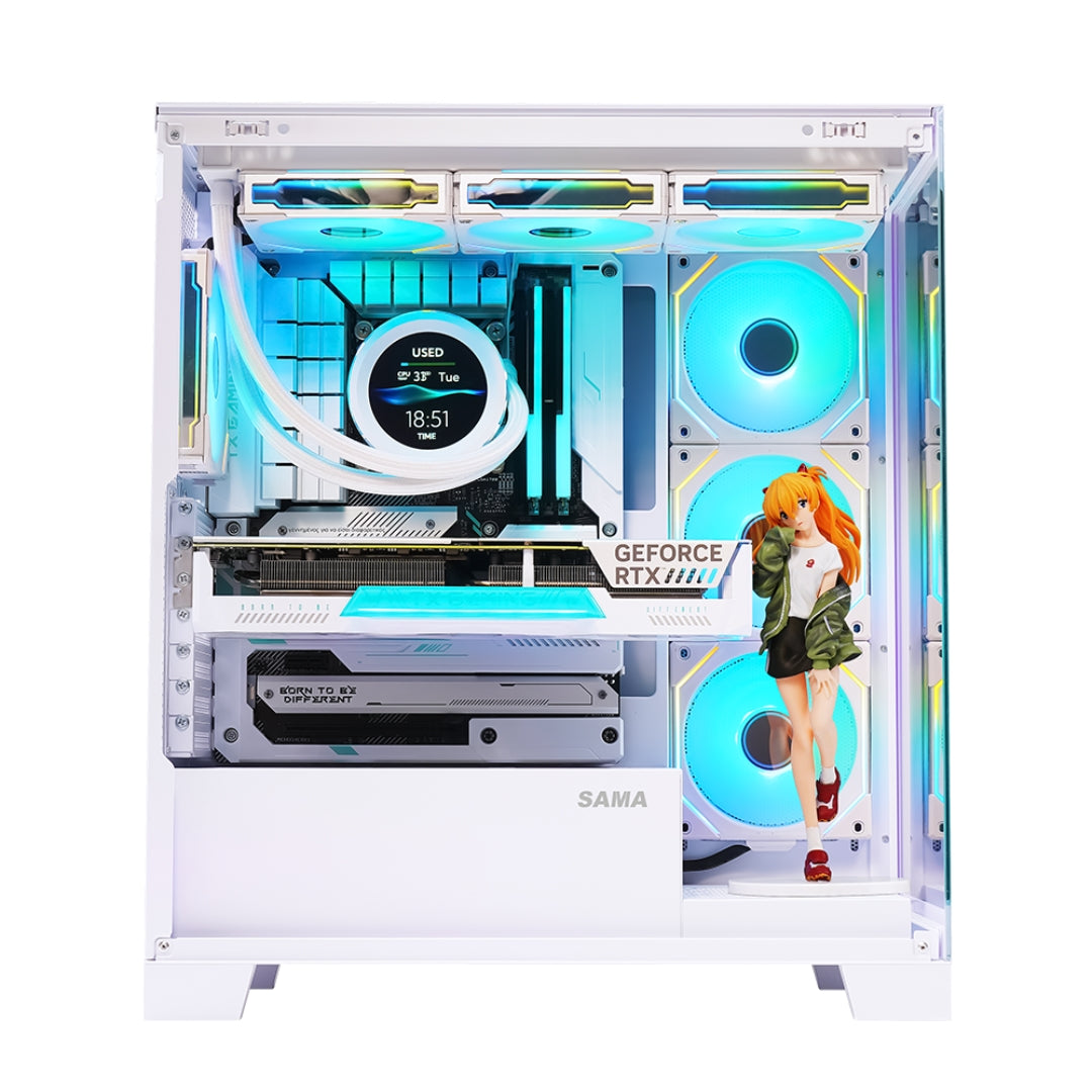 Gabinete Gamer Vidrio Templado SAMA Neview 2351 Blanco