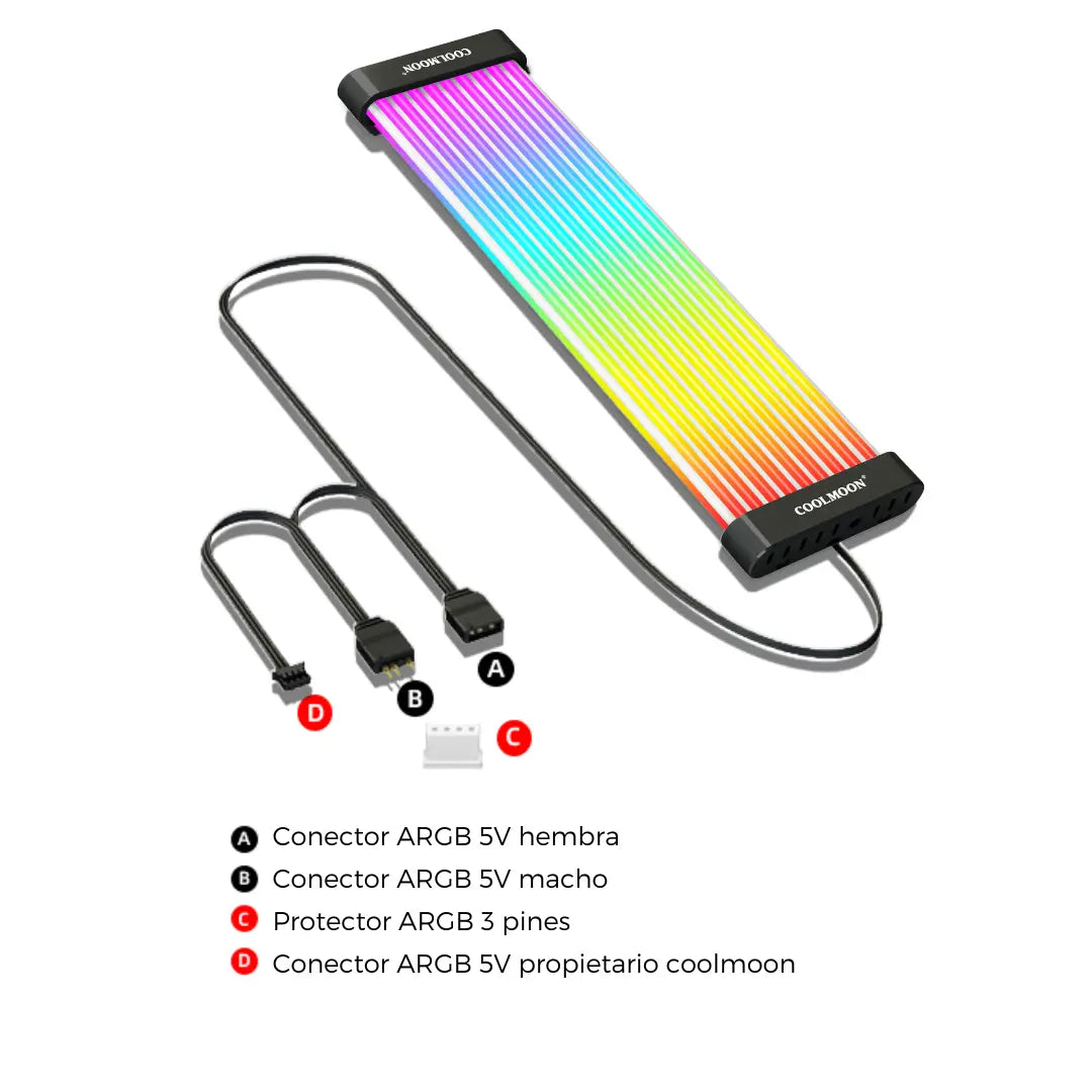 Luz led ARGB para PC cable de 24 pines coolmon C200EX