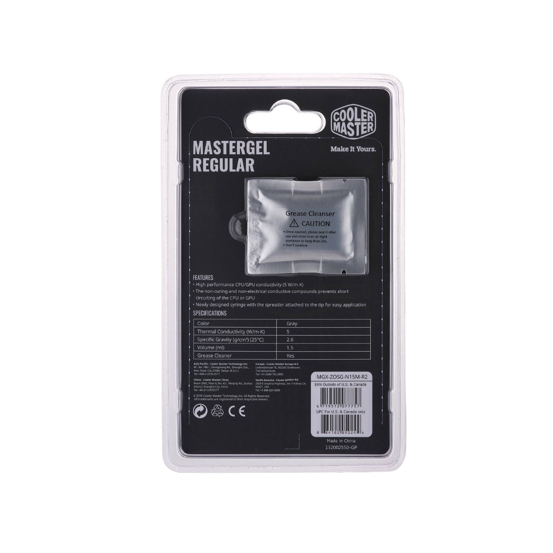 Pasta termica coolermaster mastergel regular 1.5ml, 5 (W/m-K)
