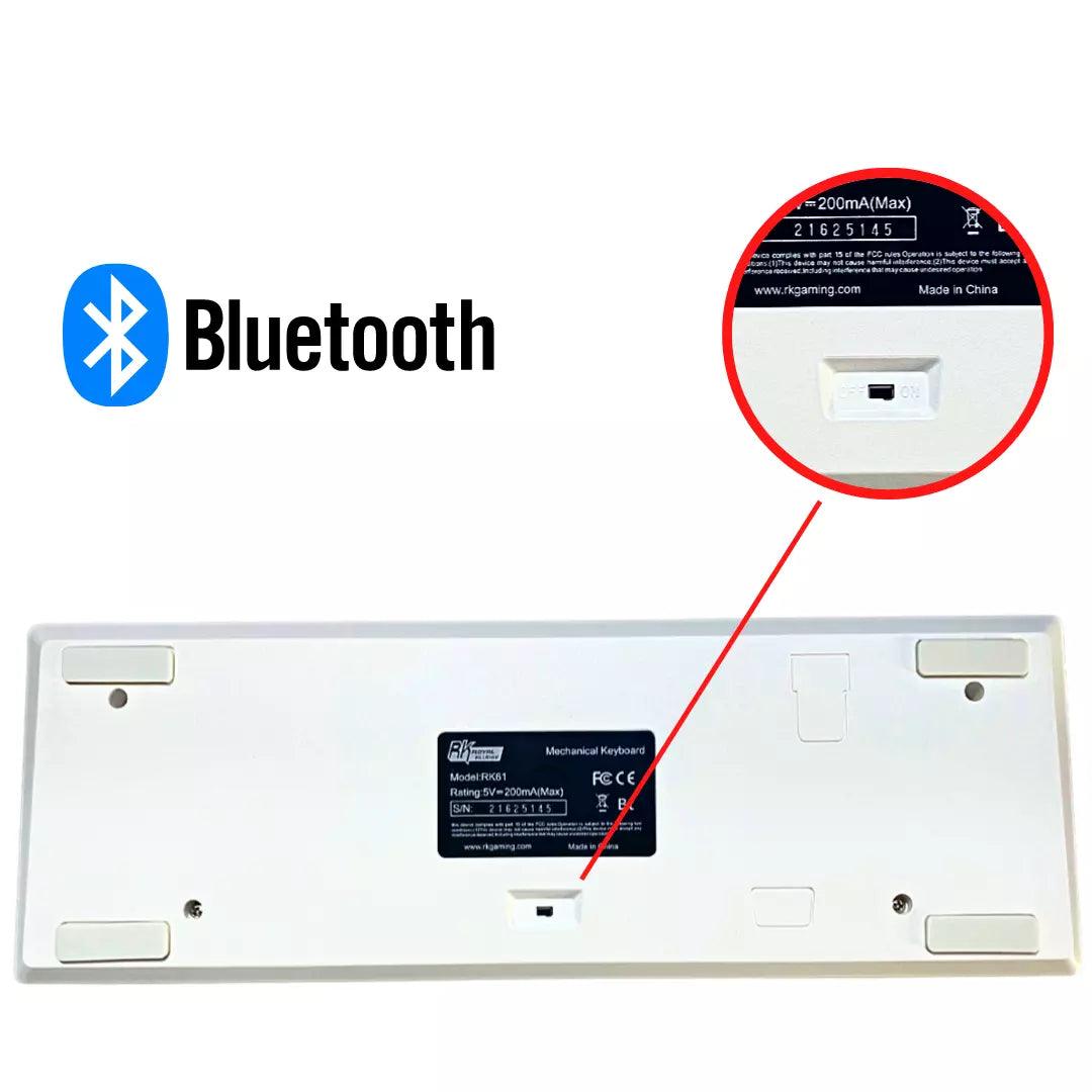 Teclado Mecánico Gamer Bluetooth Royal Kludge Rk61 Español Blanco RGB